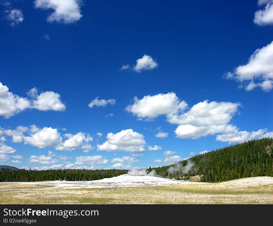 The Famous Old Faithful Geyser in Yellowstone National Park. The Famous Old Faithful Geyser in Yellowstone National Park