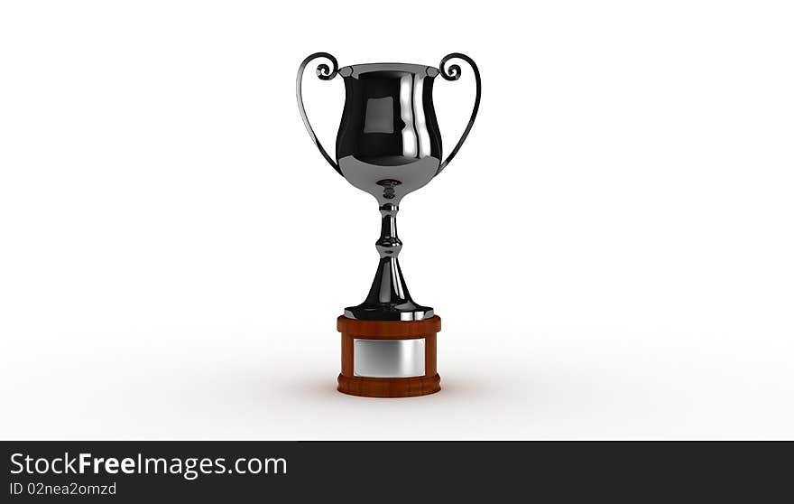 3d generated picture of a silver cup over white background