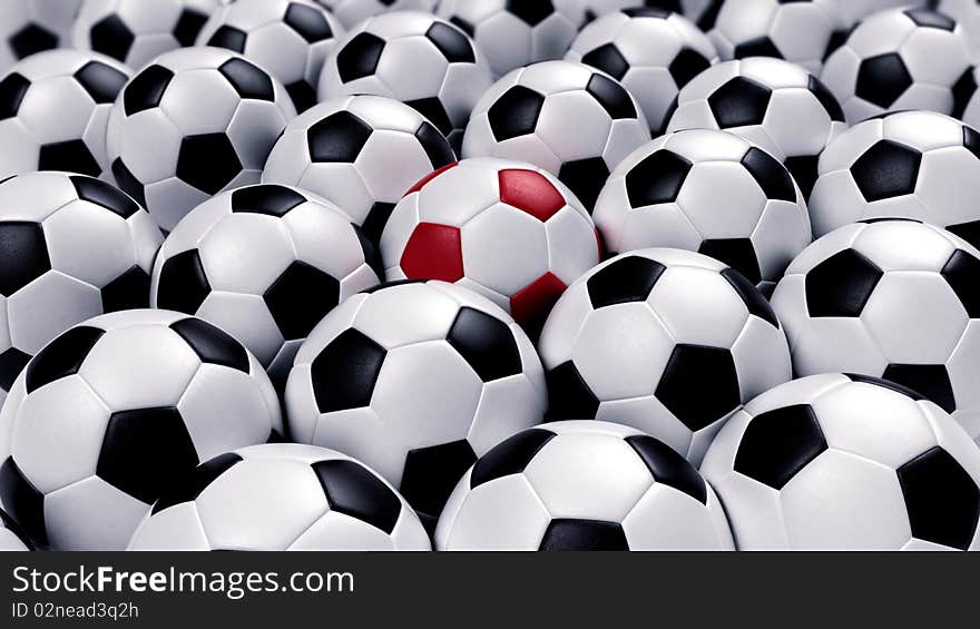 Group of soccer balls