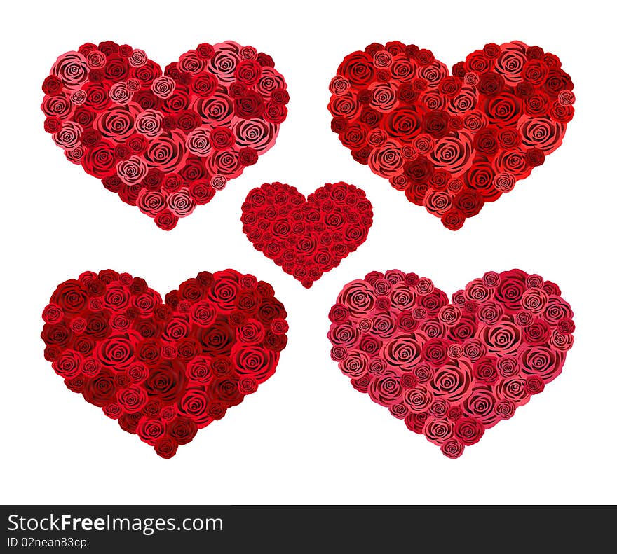 Vector design with hearts and roses . Vector Illustration