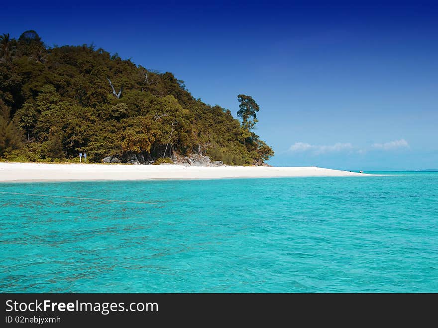 Detail of a Thailand Island with water and vegetation. Detail of a Thailand Island with water and vegetation