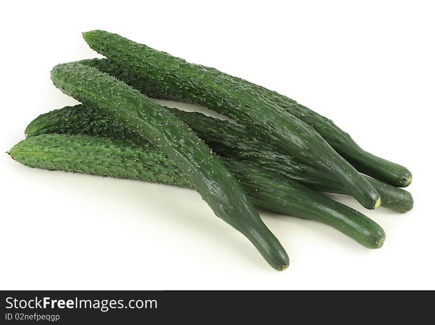 Fresh cucumber on white background