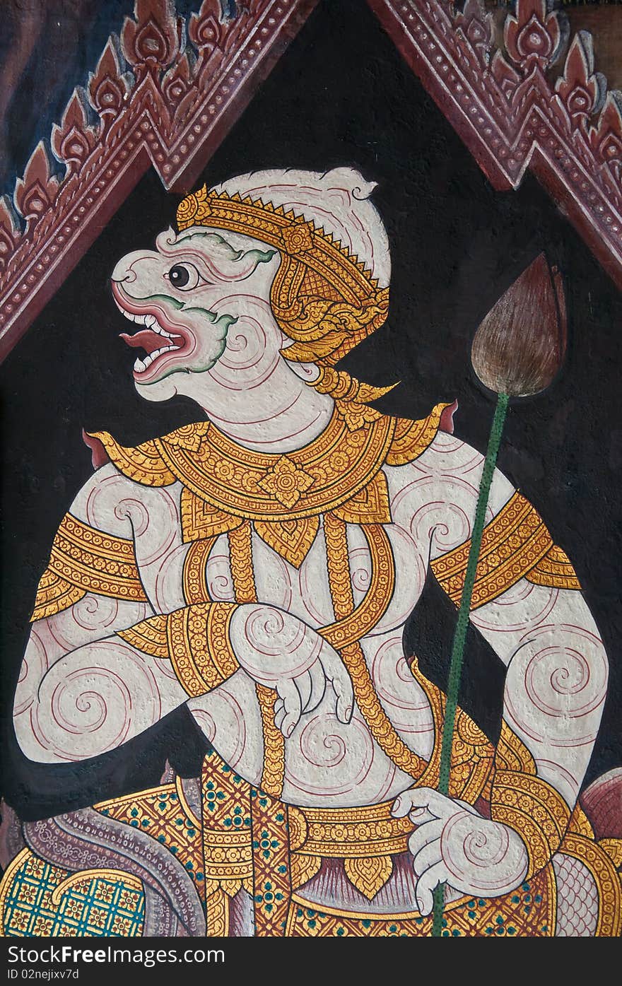 A demon in the Ramayana painted on wall