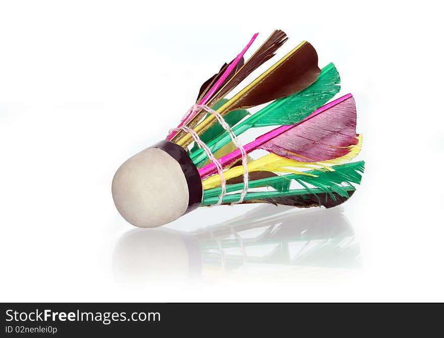 Colorful shuttlecock isolated on white background