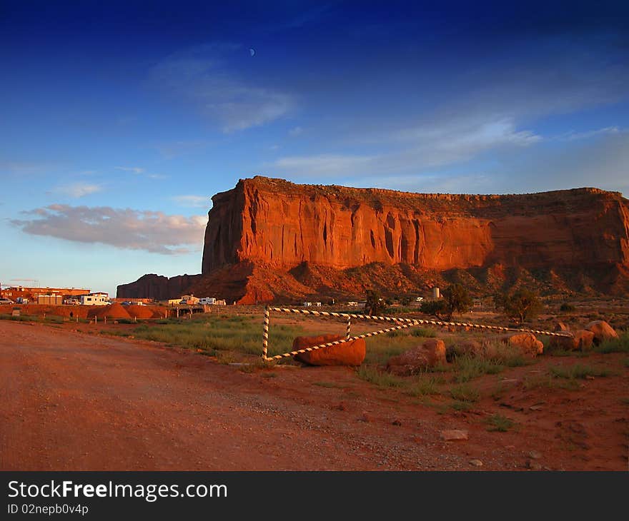 Road of Monument Valley at Sunset Time