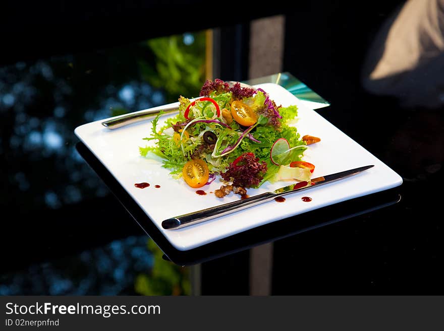 Vegetables salad in plate delicious