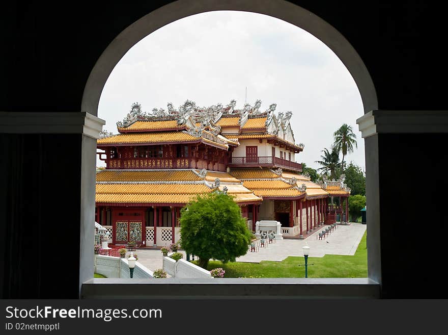 Chinese style temple with a big bonsai tree. Chinese style temple with a big bonsai tree.