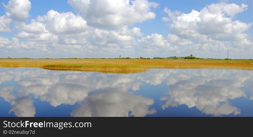 Clouds reflected in water