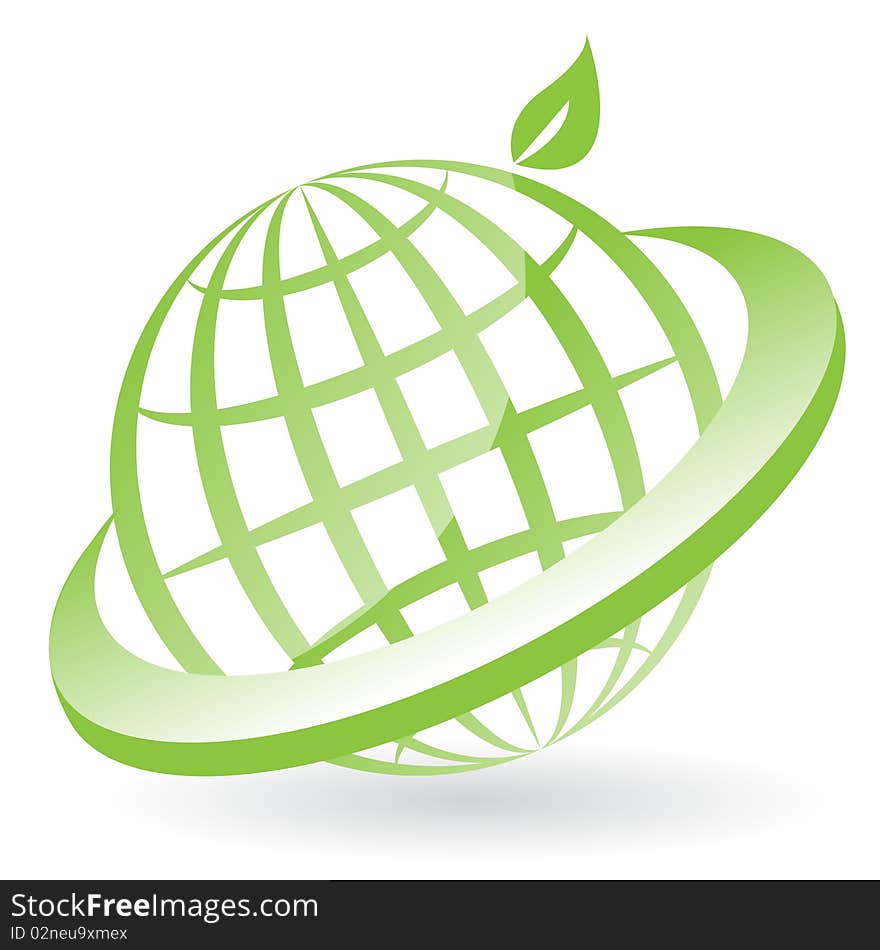 Illustration, symbolic green globe in green ring