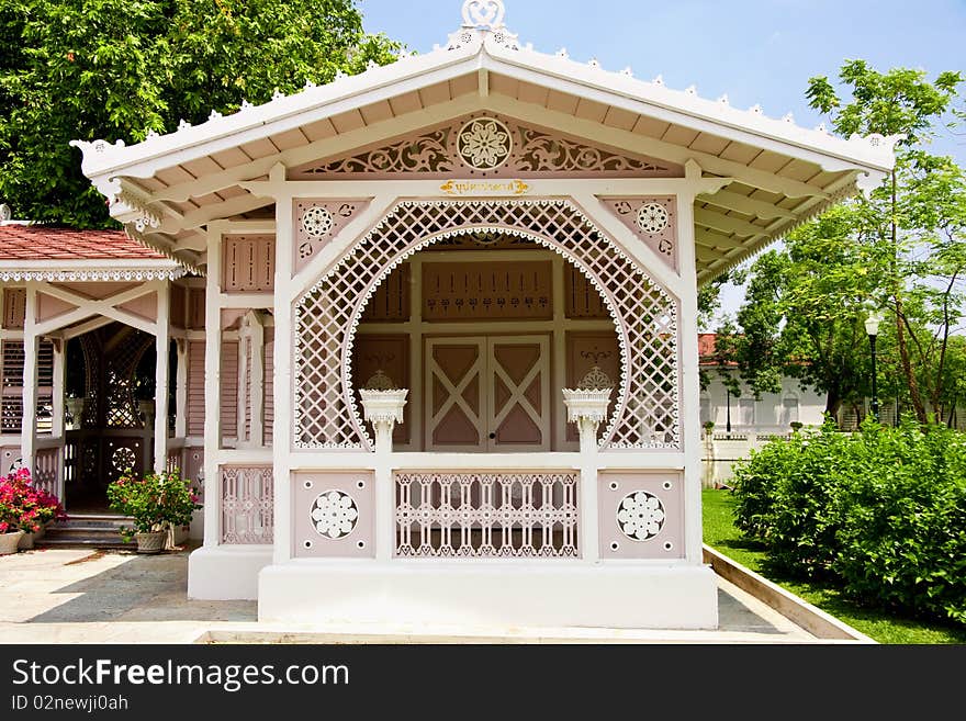 Modern Europe style rest area building, Ayutthaya Thailand. Modern Europe style rest area building, Ayutthaya Thailand.