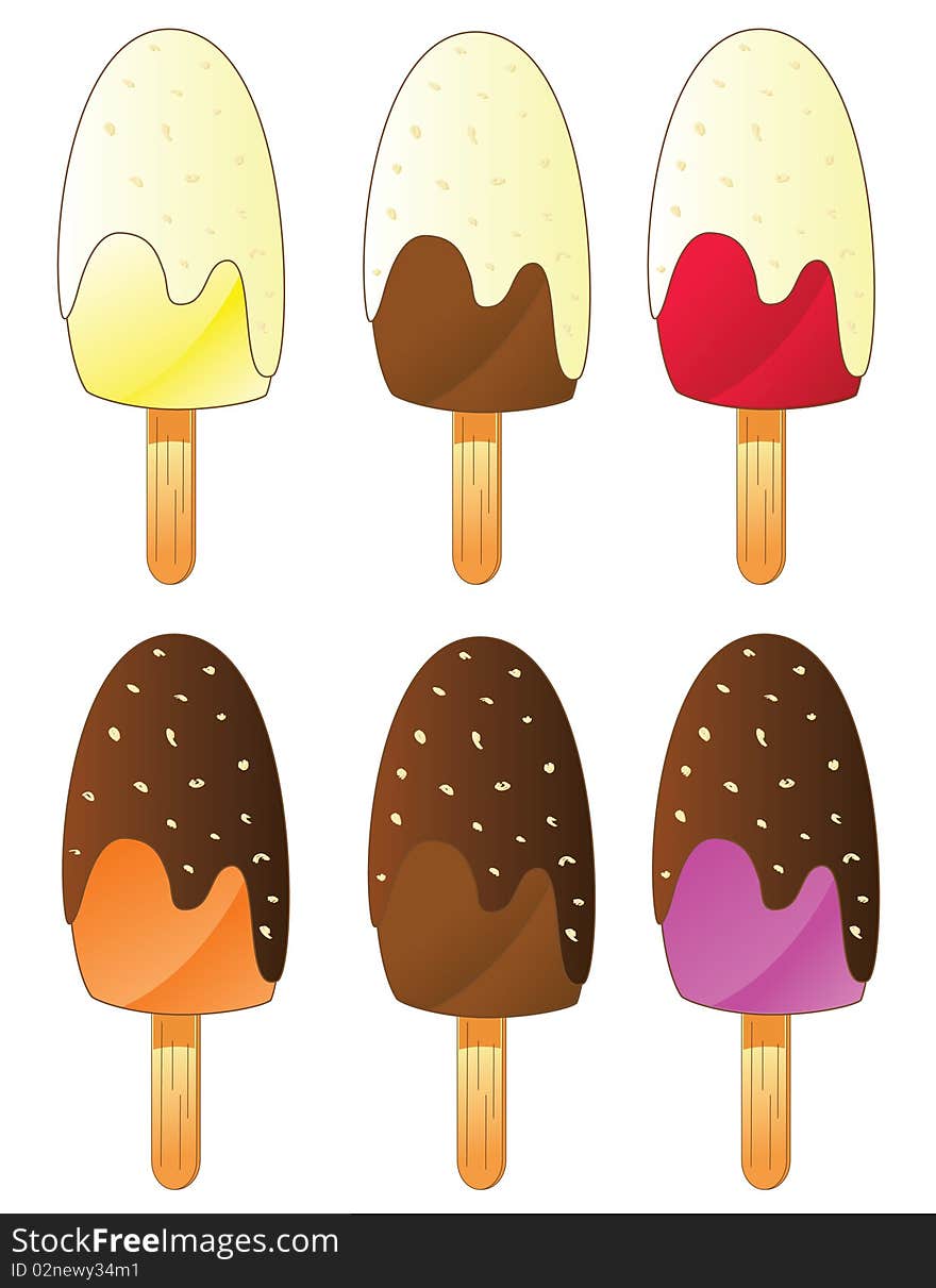 Illustration of an Ice cream with Vanilla and Chocolate glazing