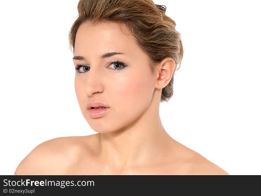 Young beautiful woman glamour beauty shot isolated on white background