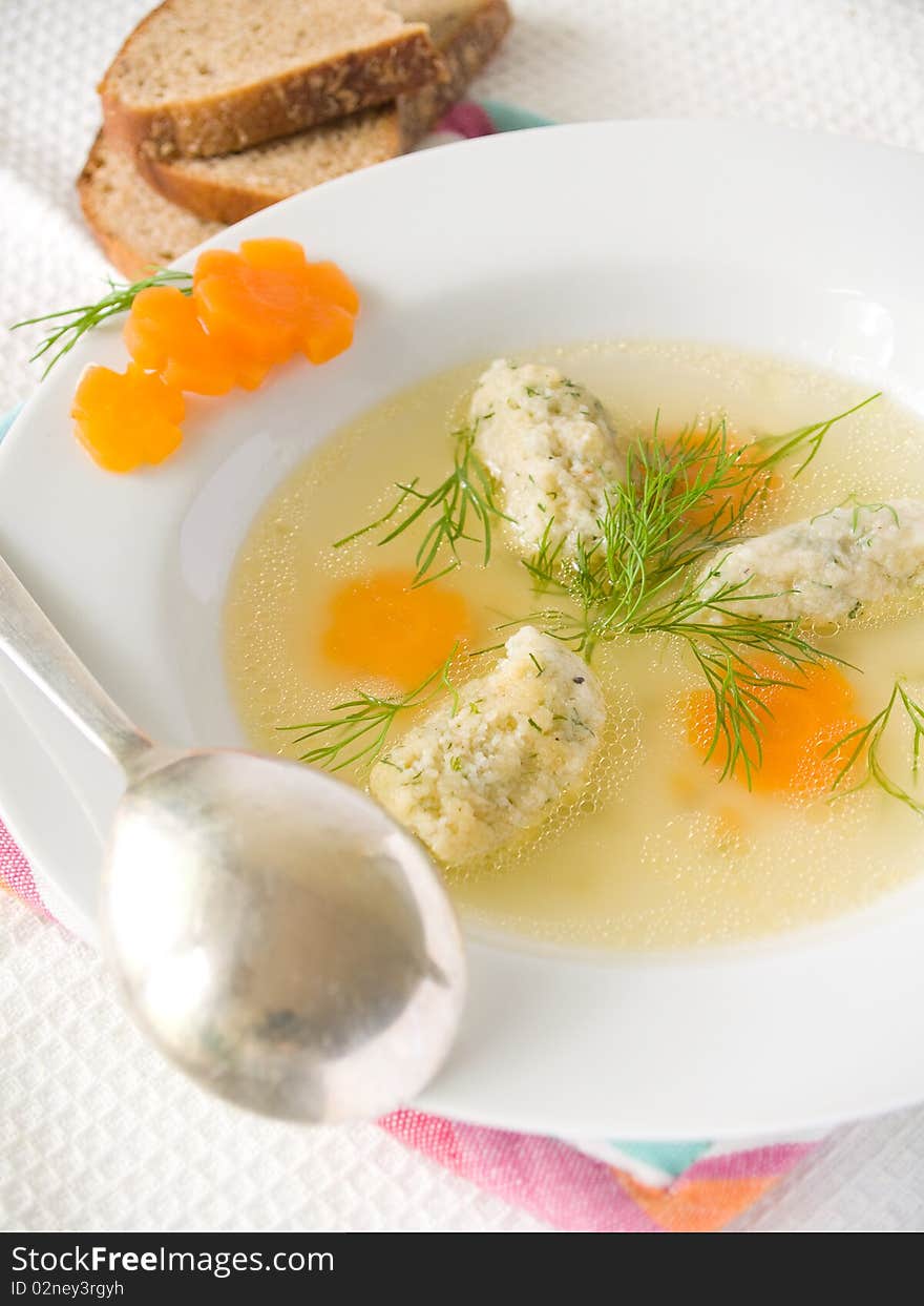 Chicken dumpling soup with fennel