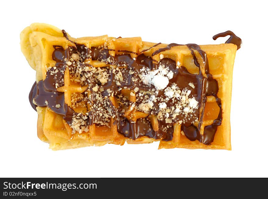 Single Waffle With Chocolate And Nuts