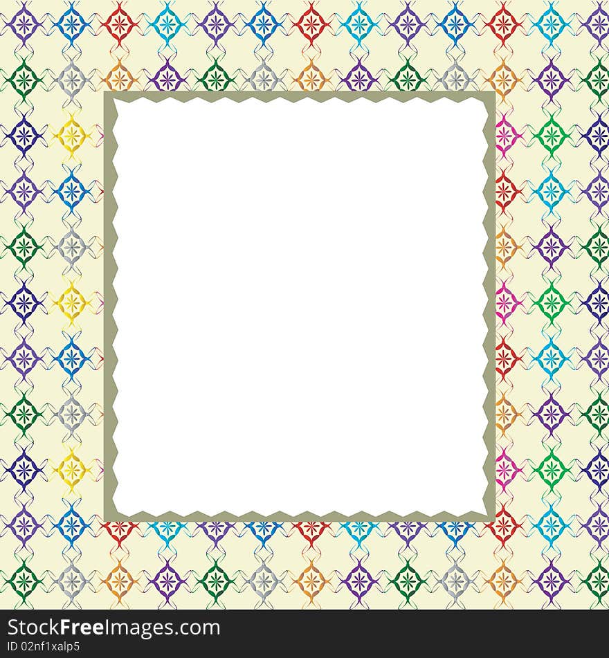 Yellow frame with varicolored ornament. Yellow frame with varicolored ornament.