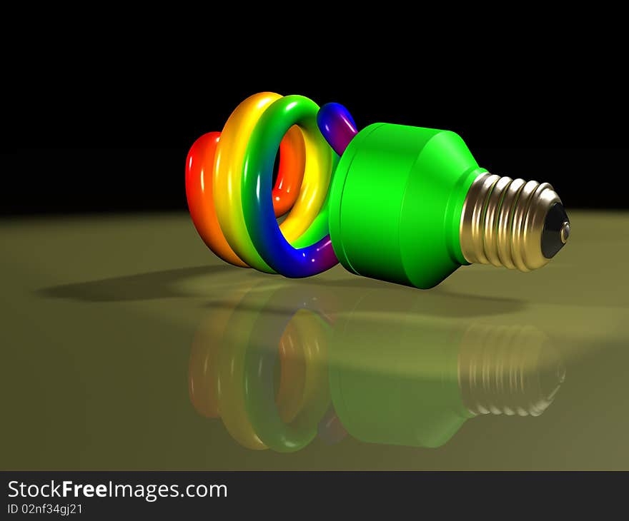 Rainbow compact fluorescent lamp scene