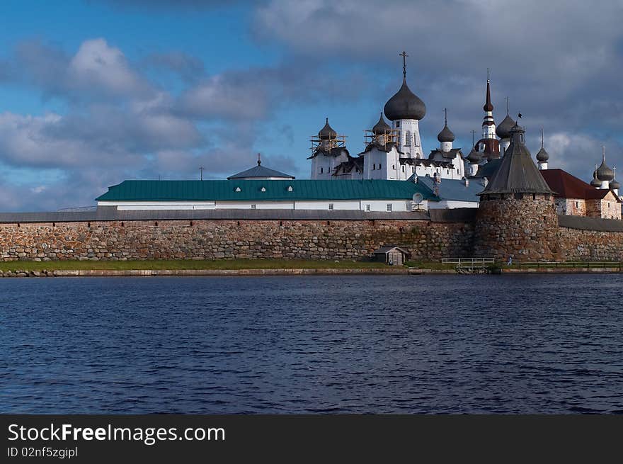 Scenic view of Solovestsky monastery on White sea coastline, Karelia, Russian Federation. Scenic view of Solovestsky monastery on White sea coastline, Karelia, Russian Federation.