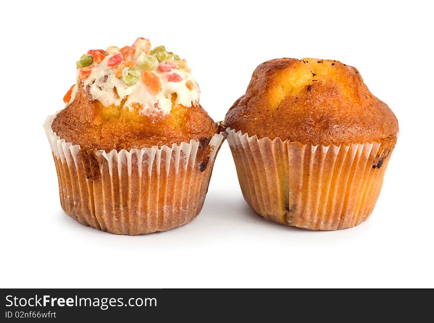 Cake in cup isolated on a white background