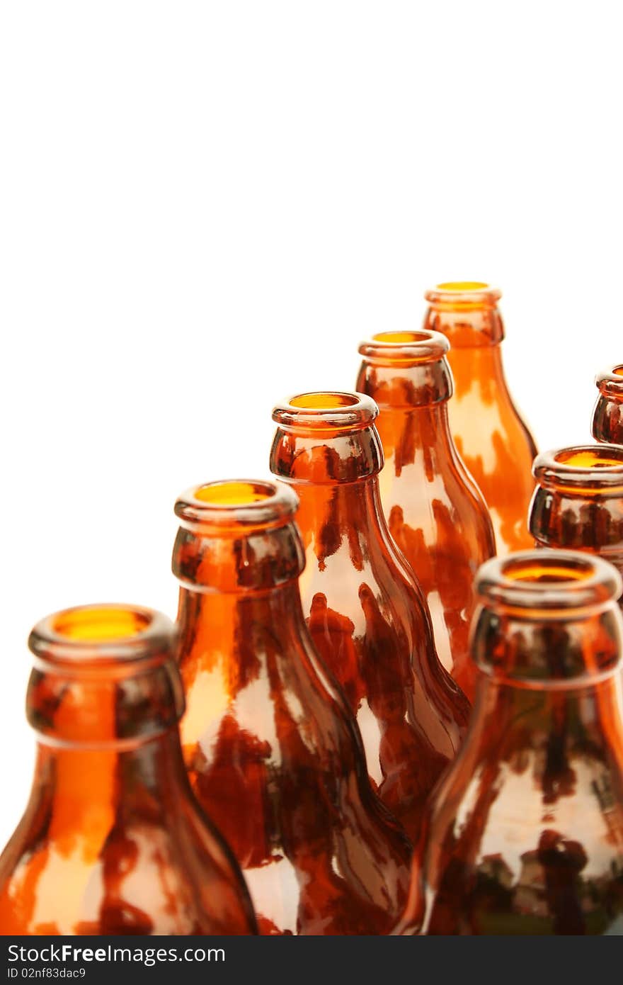 Beer bottles isolated on white background.