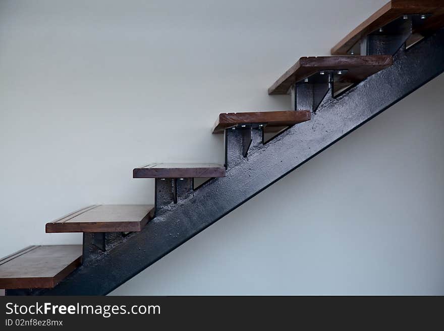 A flight of suspended stairs. A flight of suspended stairs