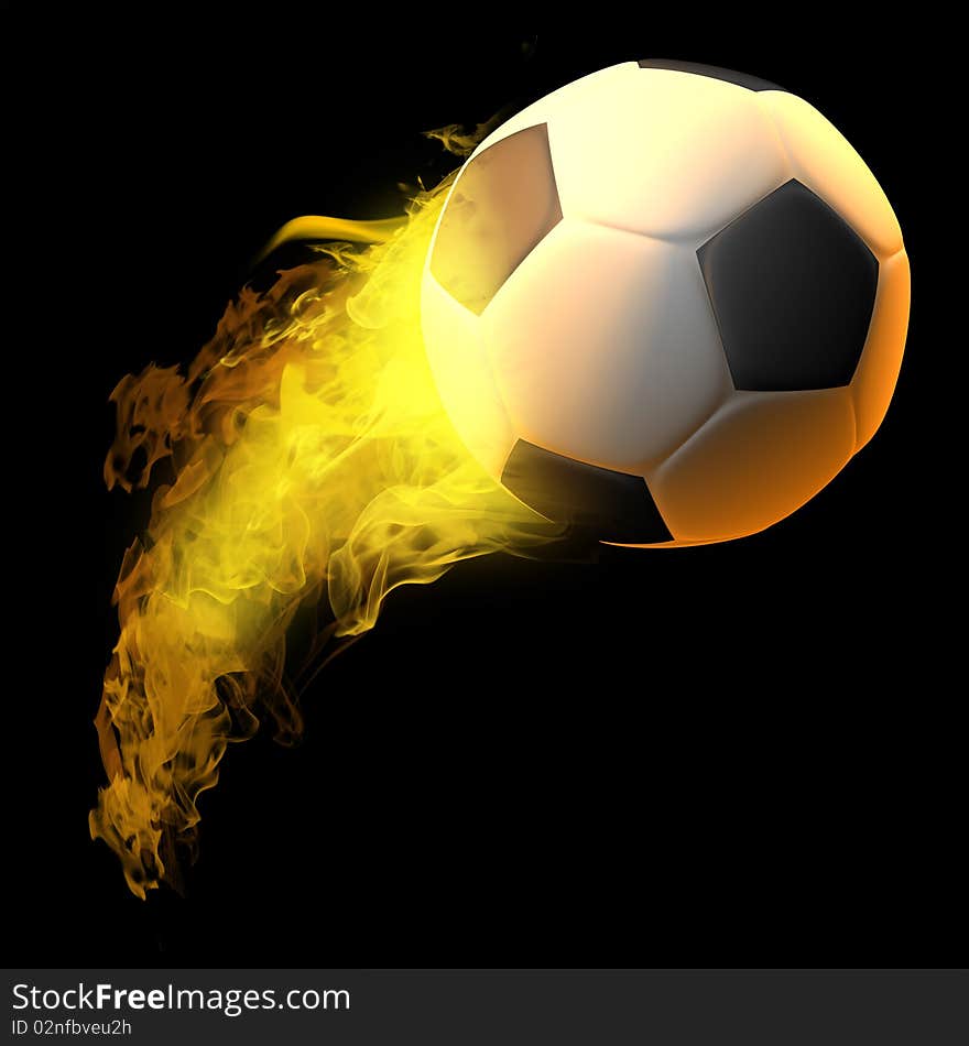 A burning soccerball on black background.