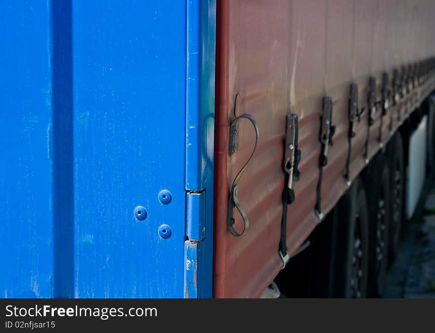 The truck standing in queue