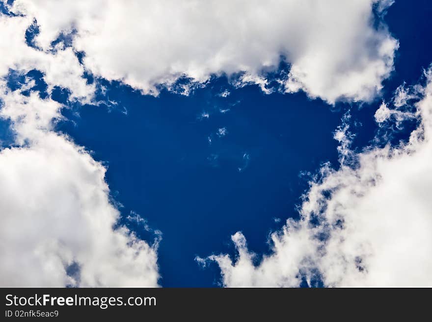 Blue sky view with white clouds all over on sunny day. Blue sky view with white clouds all over on sunny day.