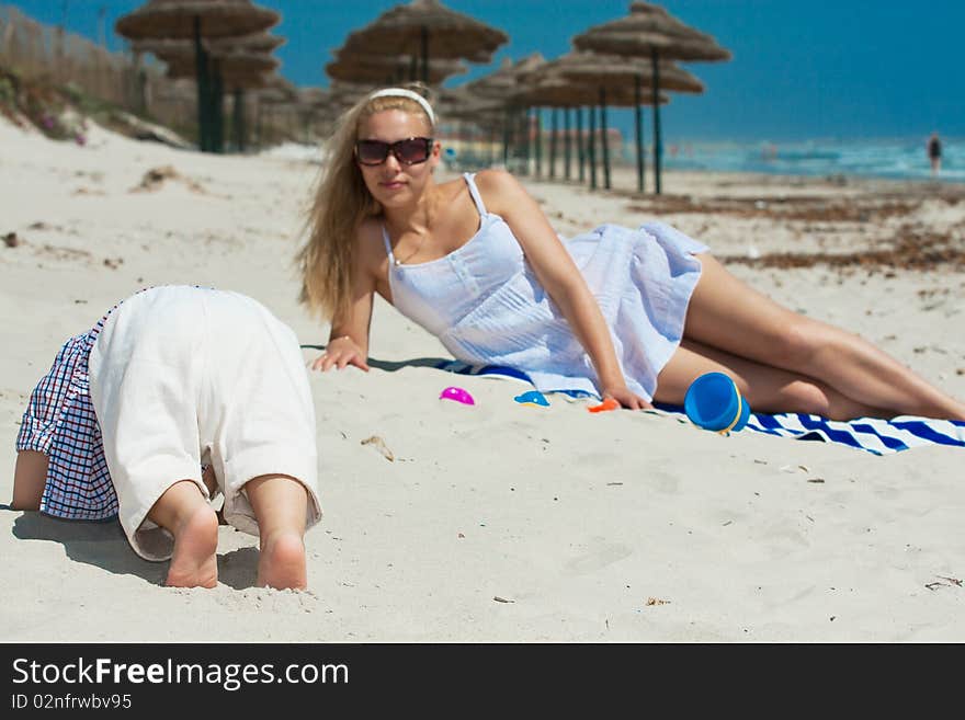 Family on a beach