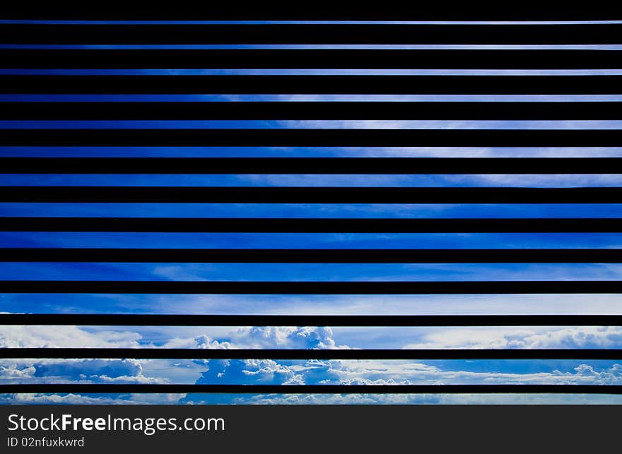 Blue sky looked from inside of office