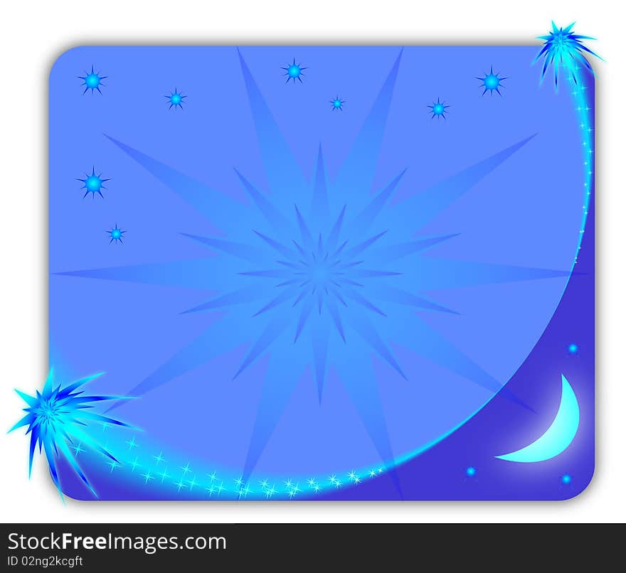 Blue starry picture frame. Vector illustration