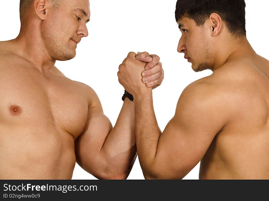 Muscular Men Measuring Forces