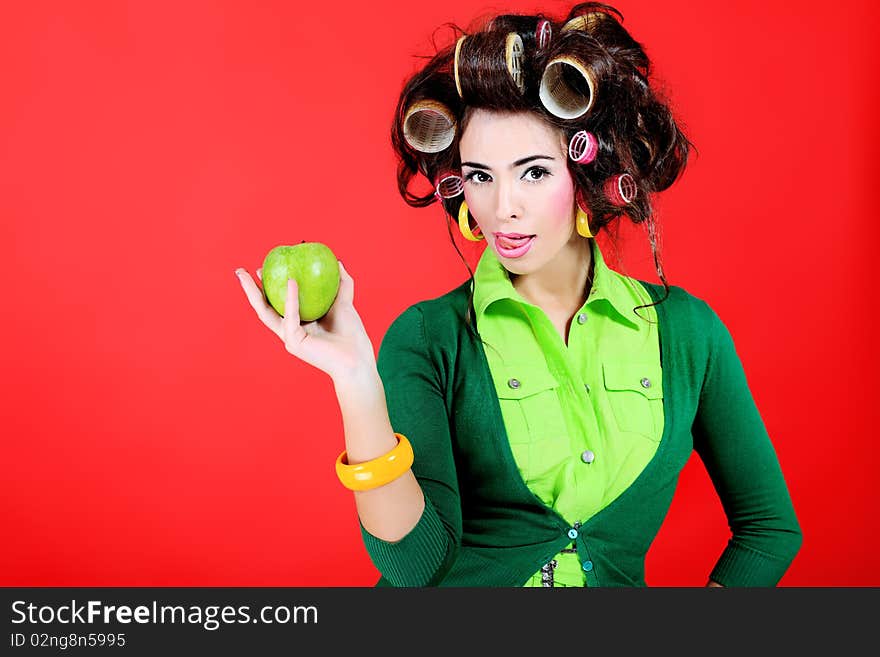 Pin-up with apple