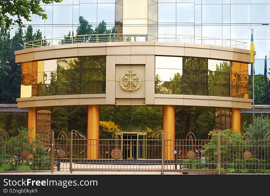 Detail of the central facade of a modern building. Detail of the central facade of a modern building