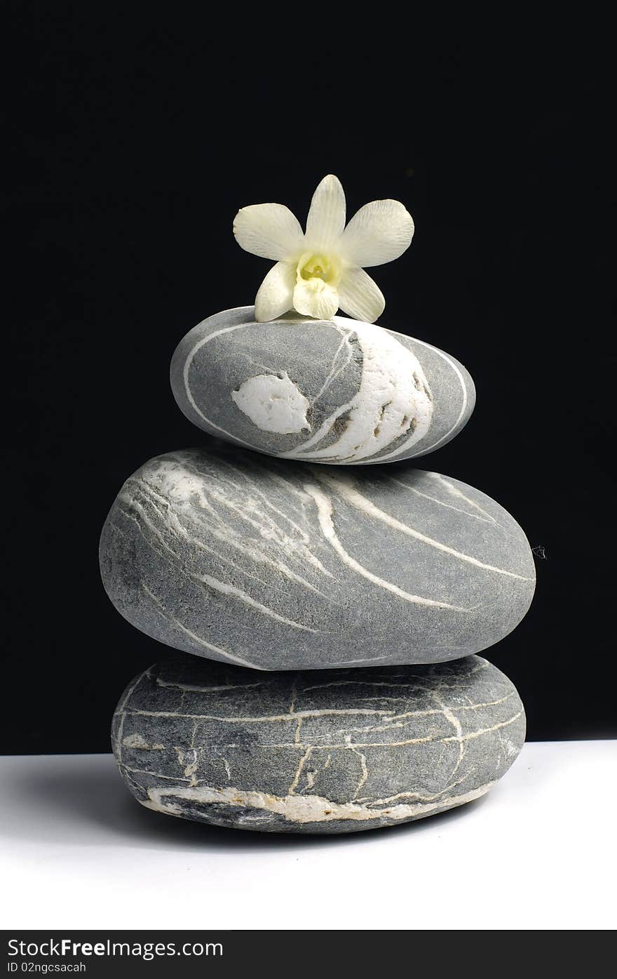 Beautiful orchid laying on stack zen stone. Beautiful orchid laying on stack zen stone