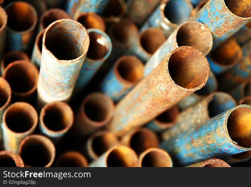 Rusty Metal Pipe In Construction Site. Rusty Metal Pipe In Construction Site