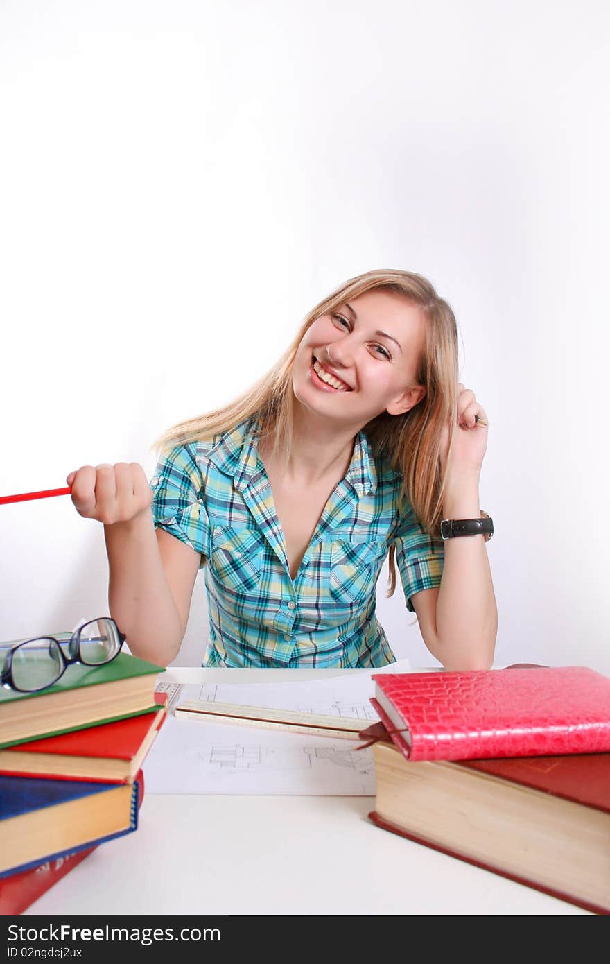 Portrait of a beautiful young female student .