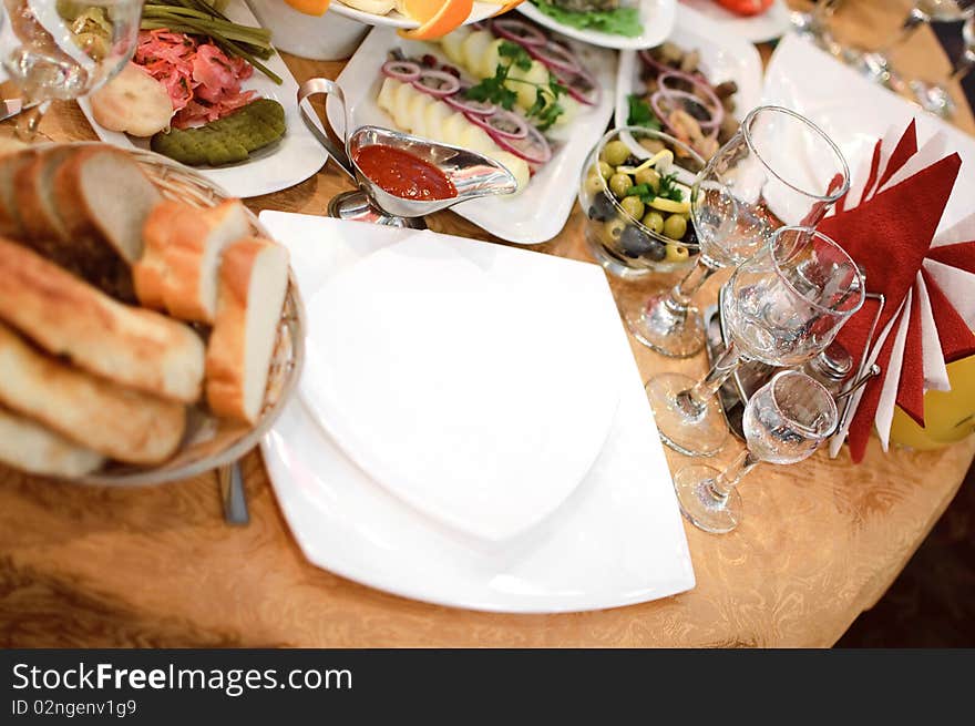 Beautifully served dinner table in a restaurant. Beautifully served dinner table in a restaurant