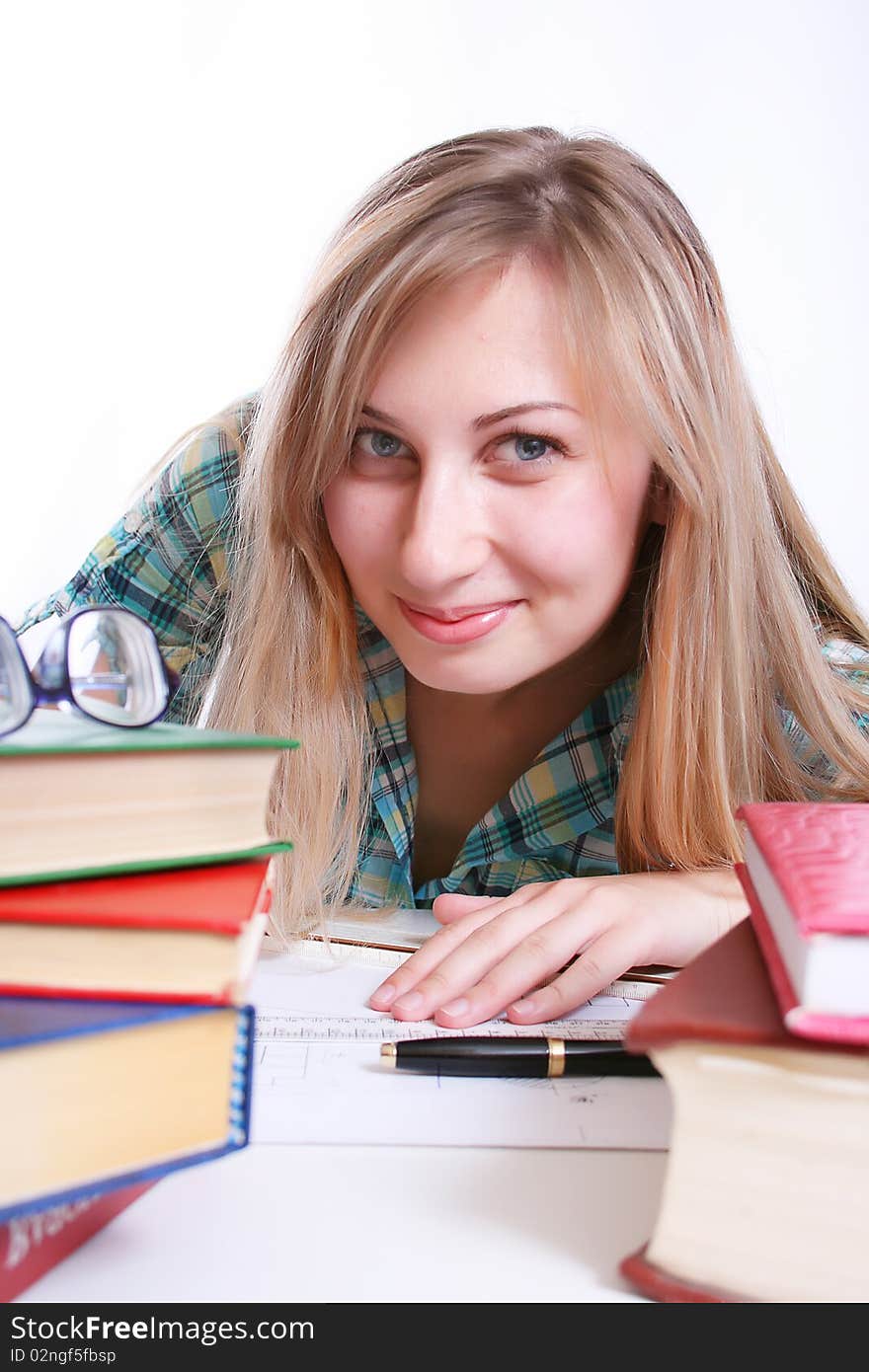 Portrait of a beautiful young female student .