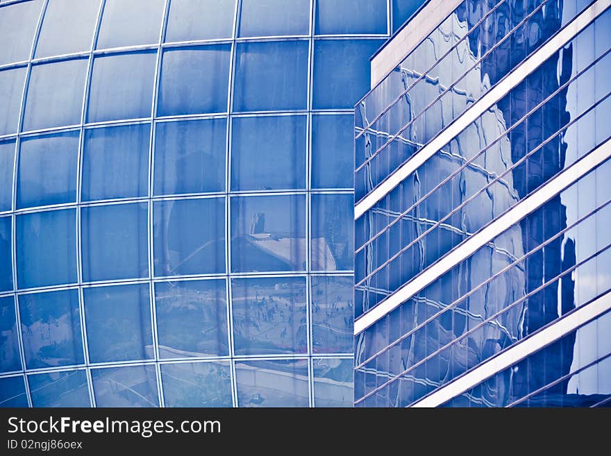 Blue window in bussines building. Blue window in bussines building