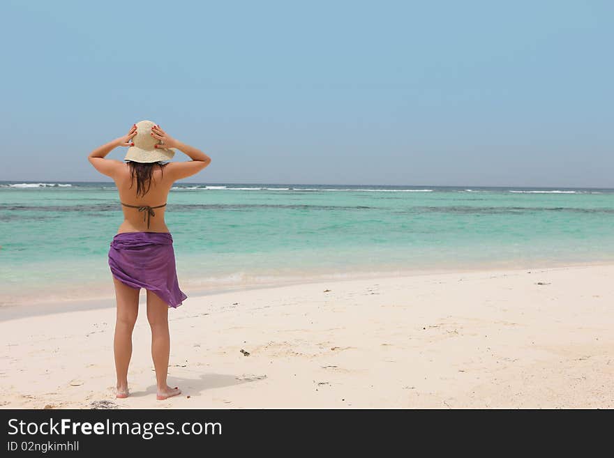 Woman on a tropical beach