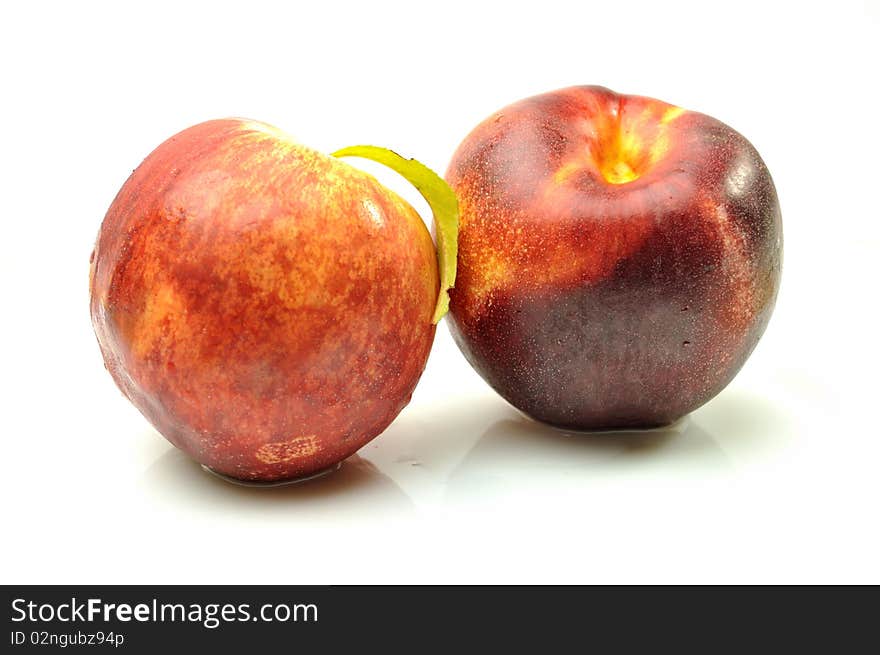 Peaches On A White Background