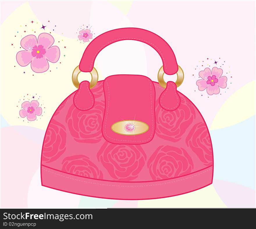 Female bag decorated with roses