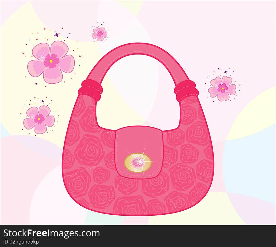 Female bag decorated with roses. Element for design illustration.