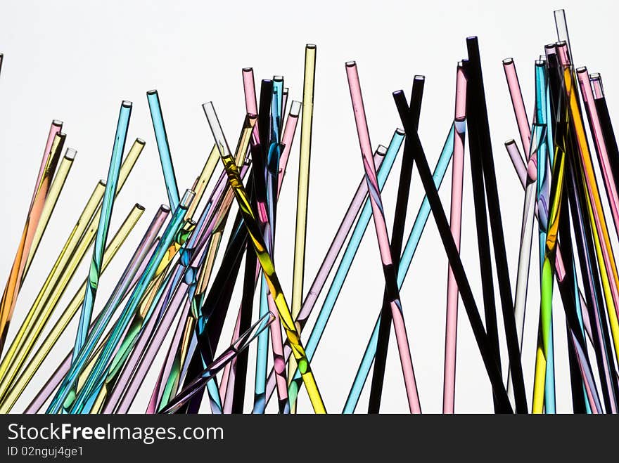 Glass straws with colored liquid