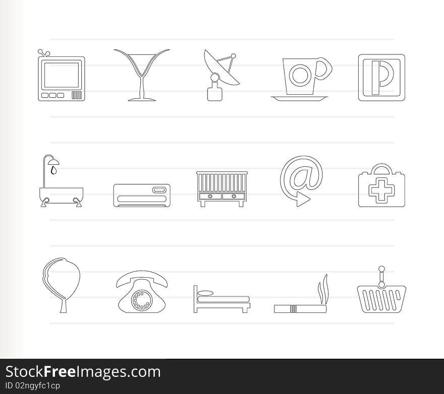 Hotel and motel icons