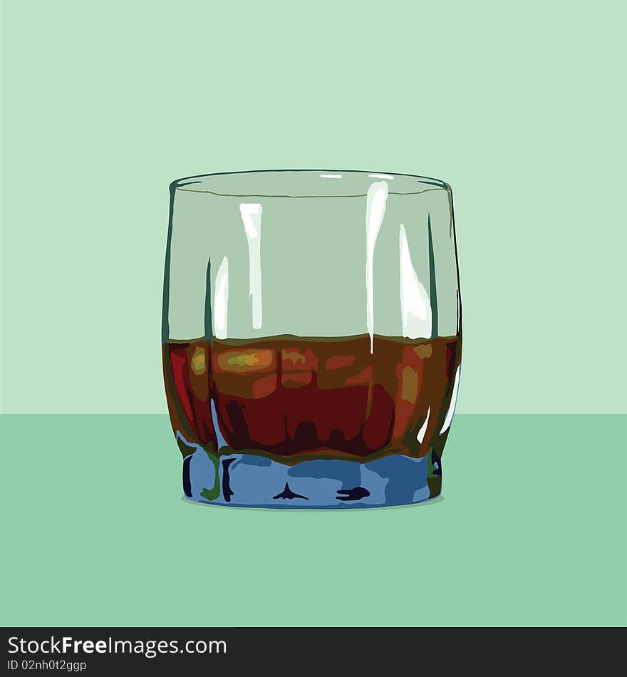 Blue Glass With Whiskey