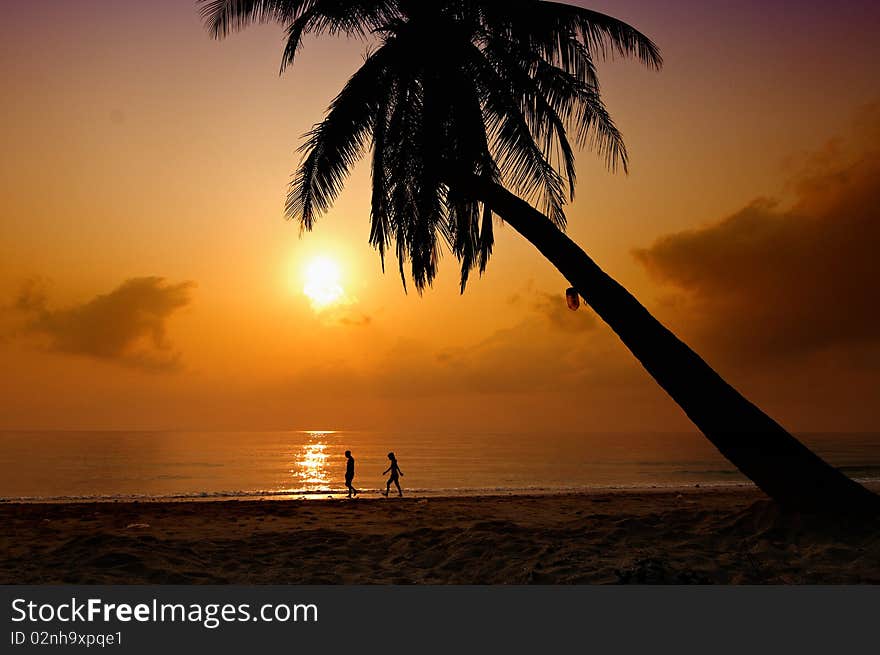 Sunrise at Thungwualaen, the popular beach of Chumporn, South of Thailand. Sunrise at Thungwualaen, the popular beach of Chumporn, South of Thailand