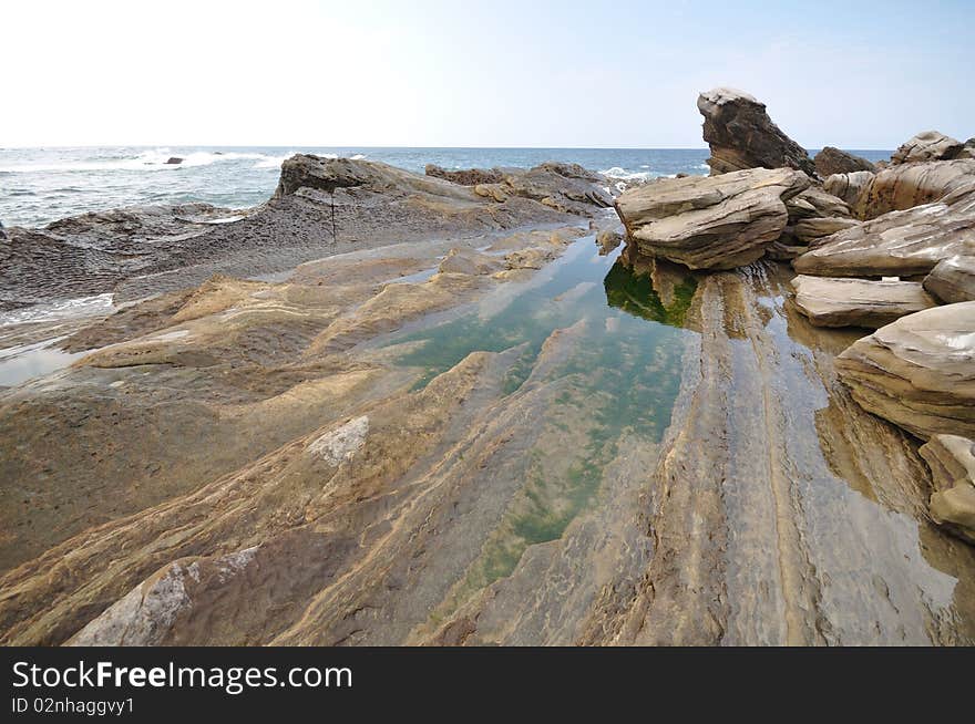 Marine abrasion rocks at the coast