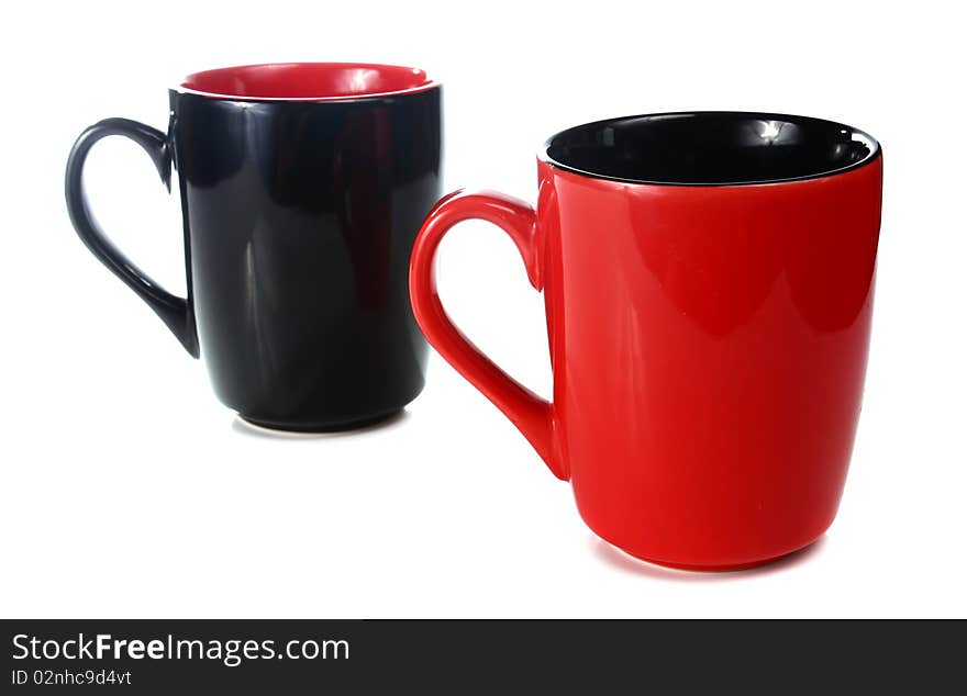 Black and red cup isolated on white background