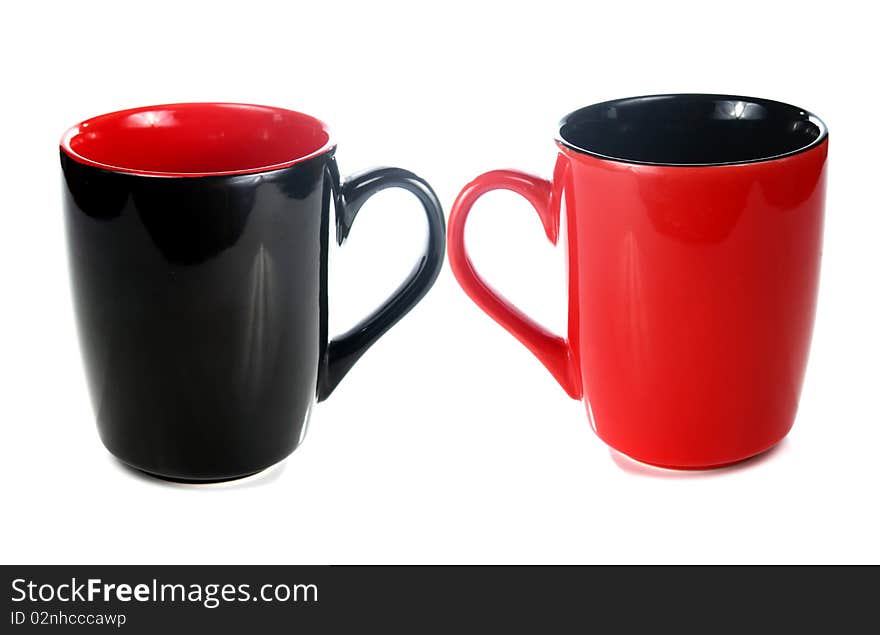 Black and red cup isolated on white background